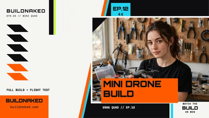 Buildnaked mini drone build racing thumbnail template