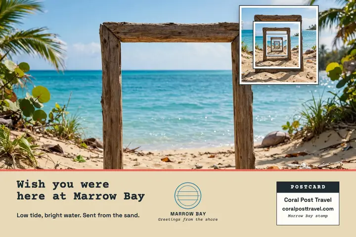 Marrow Bay droste beach postcard: beach postcard template
