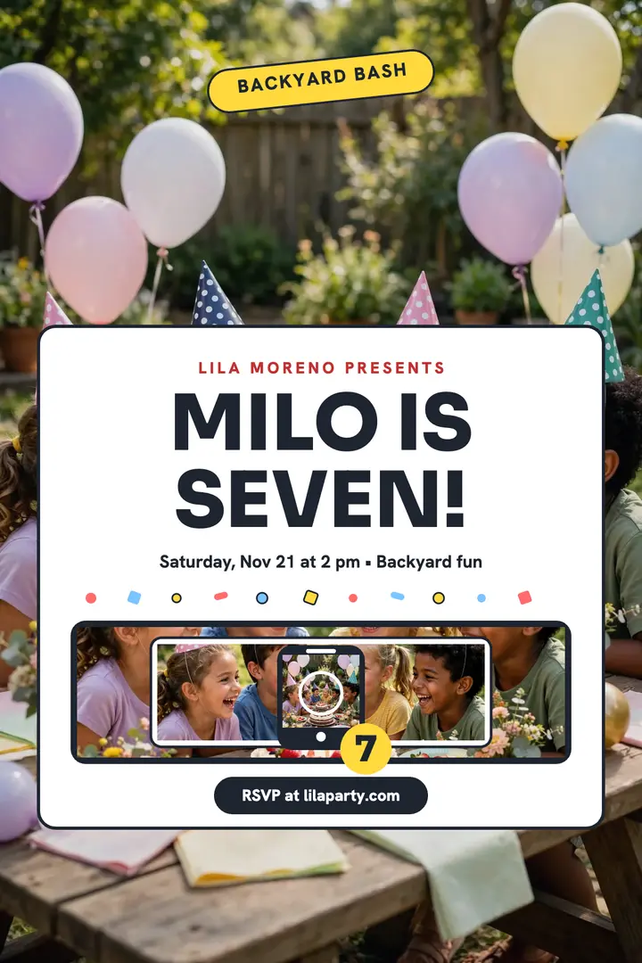 Milo's backyard seven party droste poster template