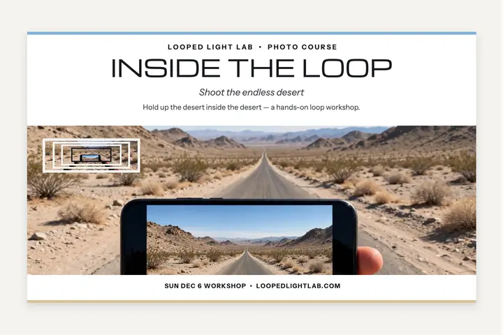 Looped Light Lab desert loop postcard template