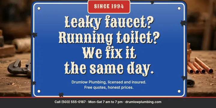 Drumlow Plumbing same-day repair enamel sign post template