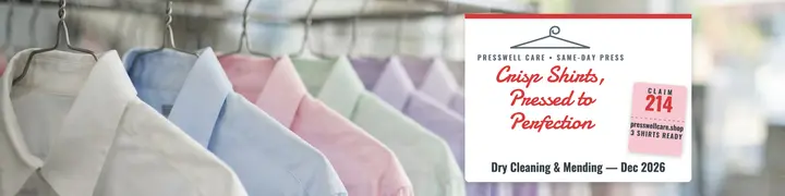 Presswell Care dry cleaner banner template