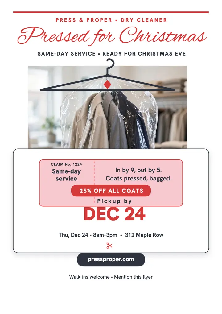 Press and Proper Christmas rush flyer template