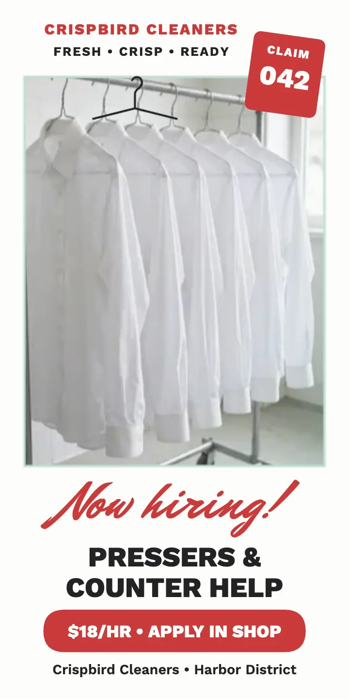 Crispbird Cleaners hiring half page ad template