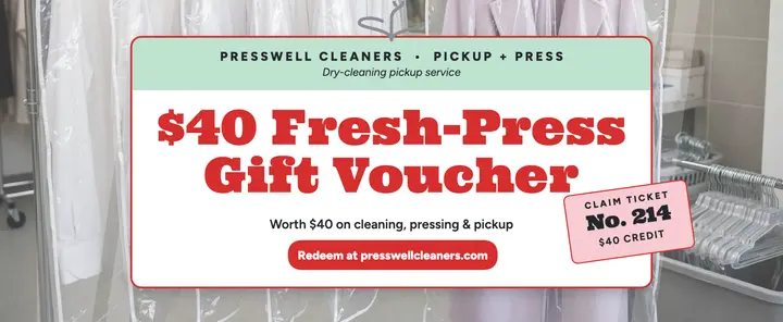 Presswell $40 gift voucher, hanger cover template