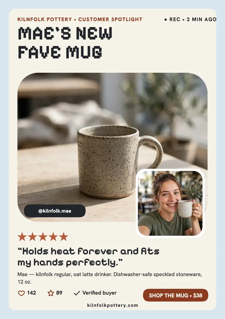 Kilnfolk Pottery mug spotlight flyer template