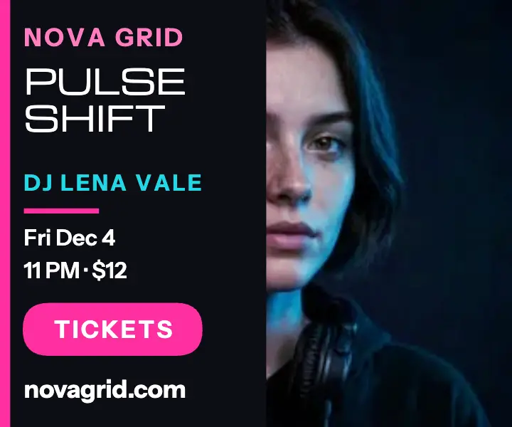 Pulse Shift DJ night ad, Nova Grid template