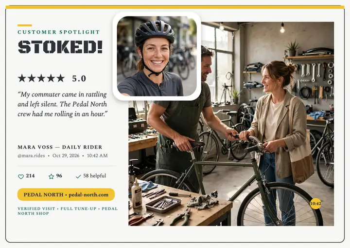Pedal North bike shop spotlight review template
