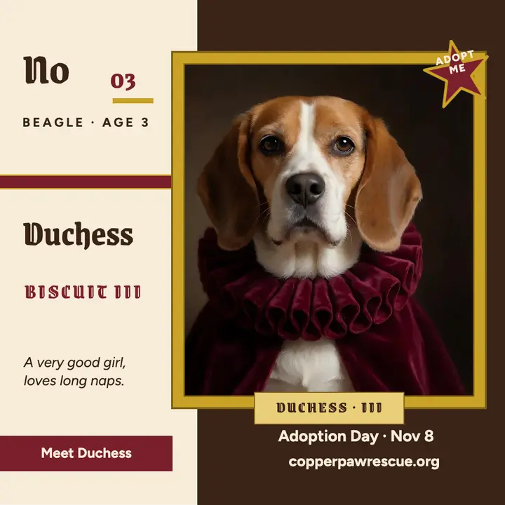 Duchess beagle royal portrait post template
