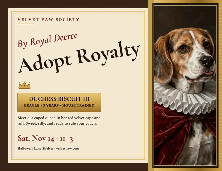 Duchess Biscuit royal adoption flyer: royal adoption flyer template