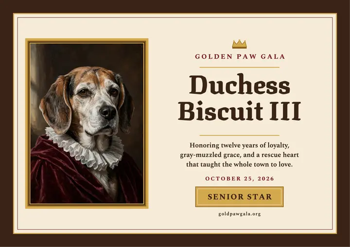 Duchess Biscuit royal rescue gala certificate template