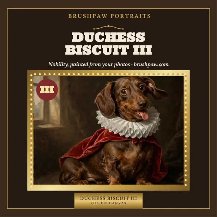 Duchess Biscuit royal dog portrait post template