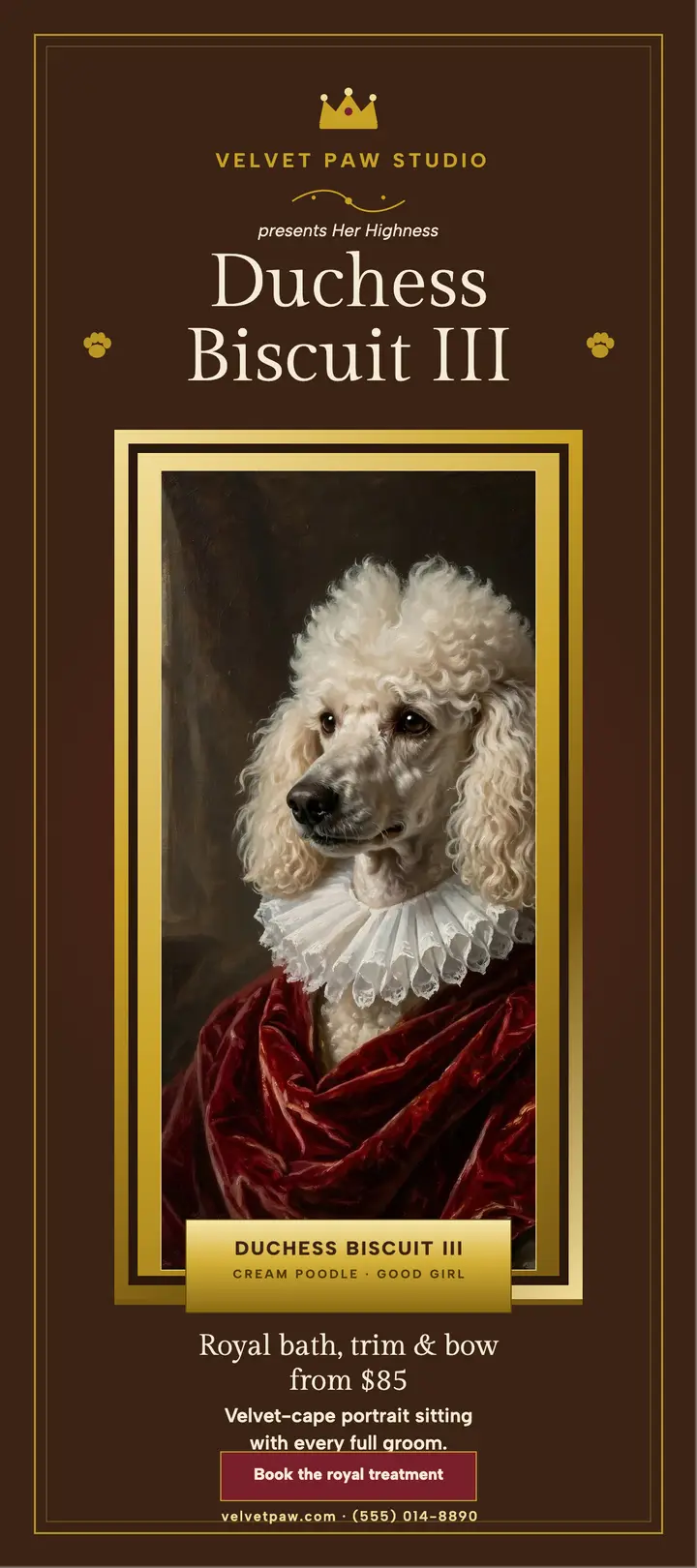 Duchess poodle royal grooming rack card template
