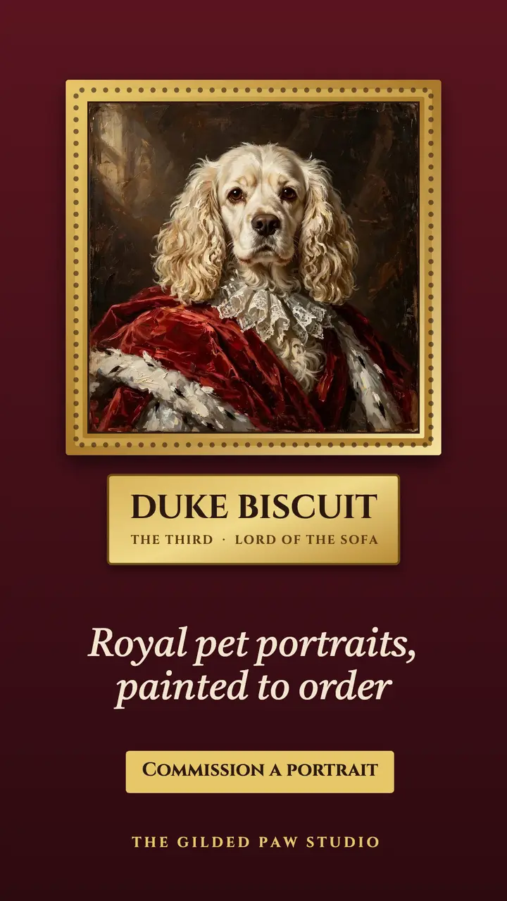 Royal pet portrait commission template