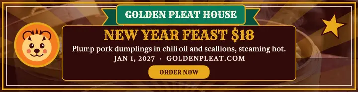 Golden Pleat New Year feast billboard template