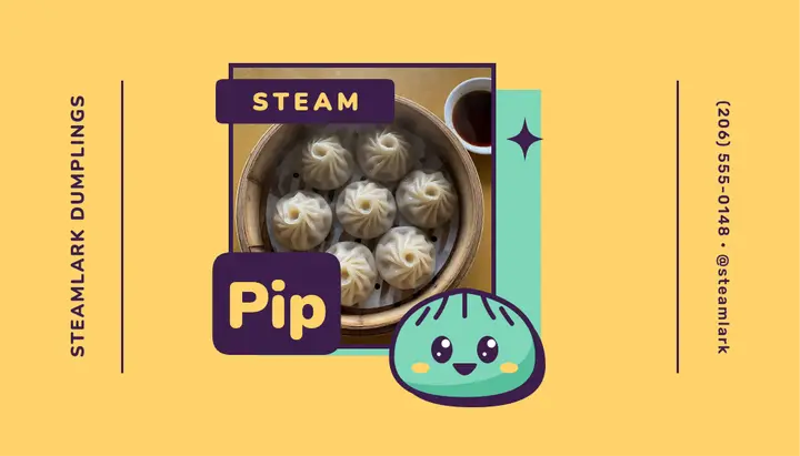 Steamlark Dumplings mascot business card template