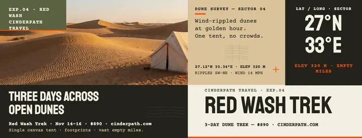 Cinderpath Red Wash dune trek cover template