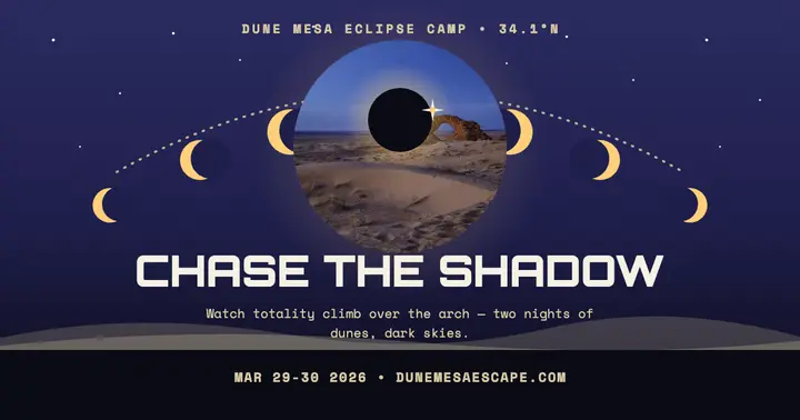 Dune Mesa eclipse desert getaway post template
