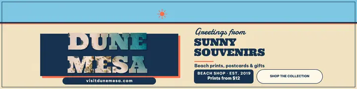 Greetings from Dune Mesa beach banner template