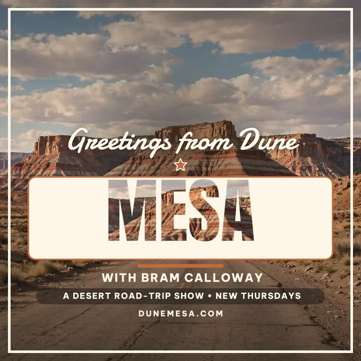 Greetings From Dune Mesa travel podcast cover: travel podcast cover template