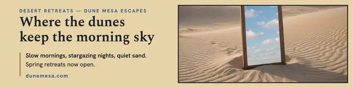 Dune Mesa desert mirror retreat banner template