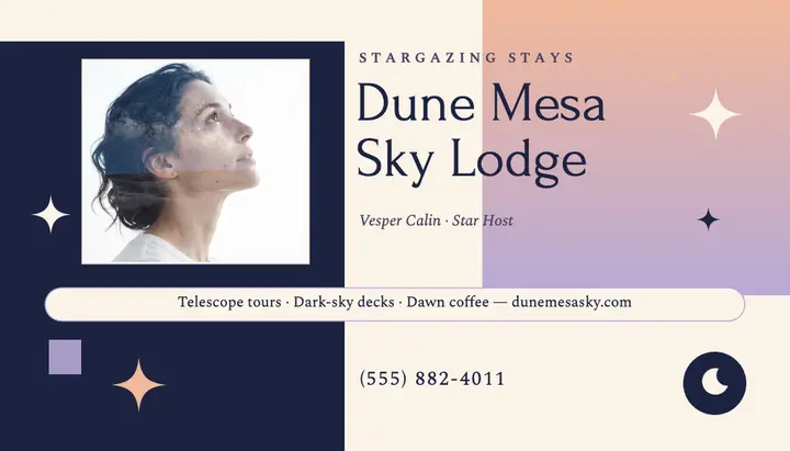 Dune Mesa Sky Lodge silhouette card: stargazing lodge card template