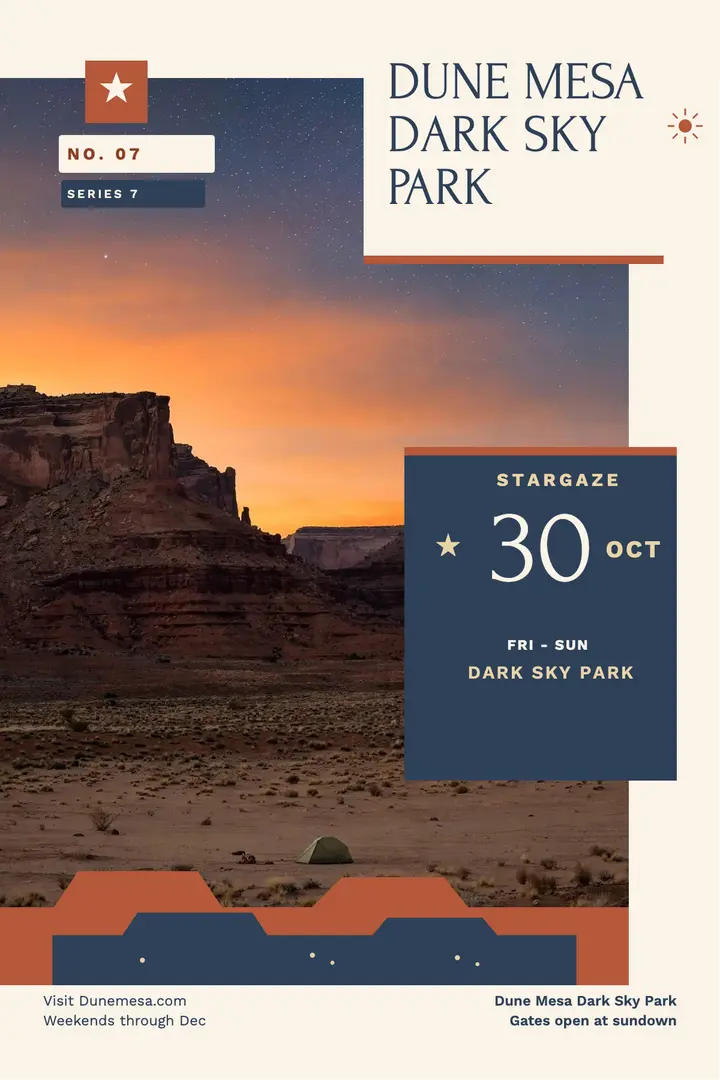 Dune Mesa stargazing getaway poster template