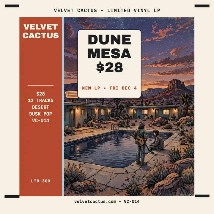 Velvet Cactus Dune Mesa vinyl launch: vinyl launch post template