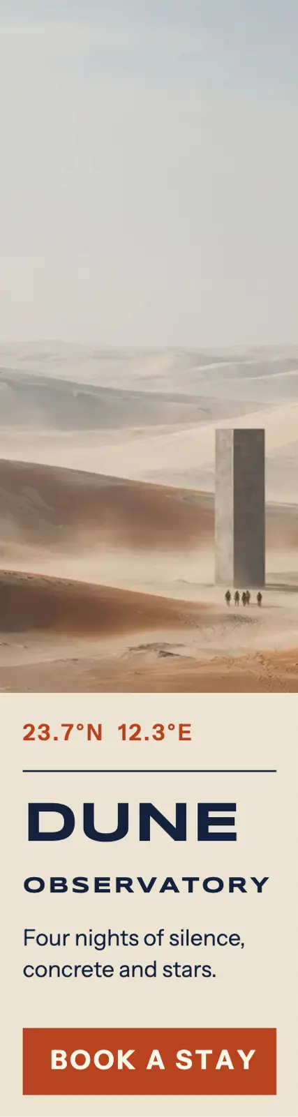 Dune Observatory desert retreat skyscraper ad: desert retreat skyscraper ad template