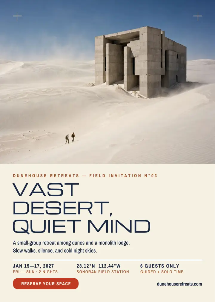 Dunehouse desert retreat invitation: desert retreat invitation template