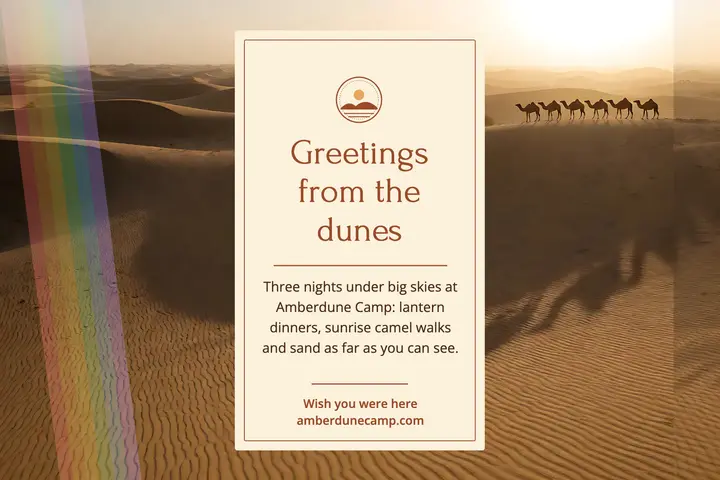Greetings from the dunes postcard template