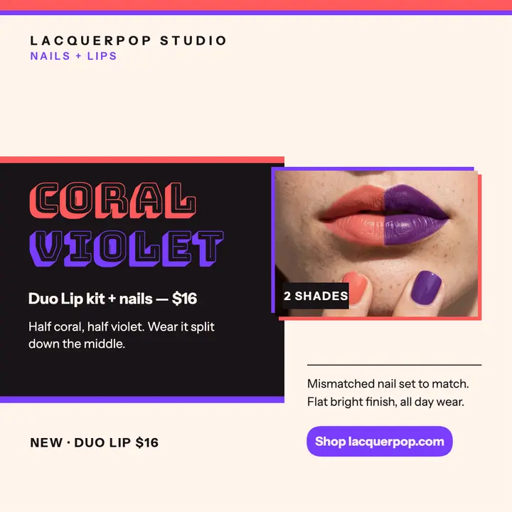 Lacquerpop two-tone duo lip post template
