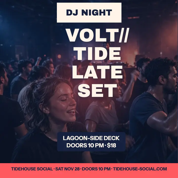 Tidehouse Social Volt Tide DJ night poster template