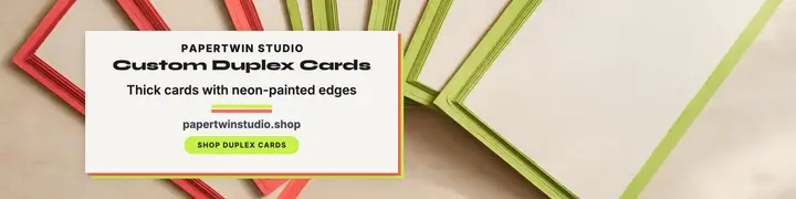 Papertwin Studio duplex cards Etsy banner: custom duplex cards banner template