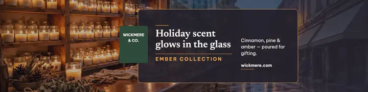 Wickmere candle window holiday banner template