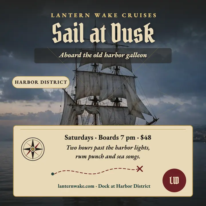 Lantern Wake dusk galleon cruise post template