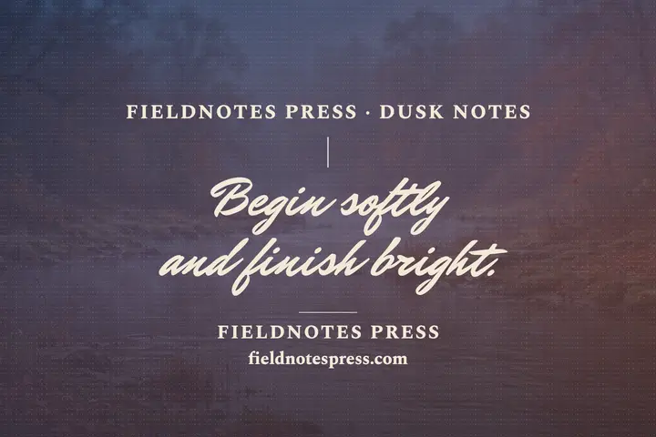 Dusk river quote postcard from Fieldnotes Press template