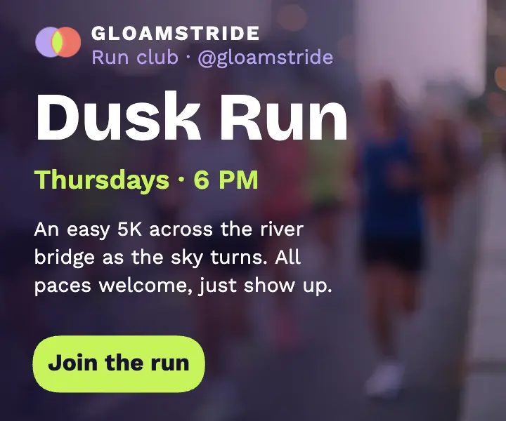 Gloamstride dusk run club display ad template