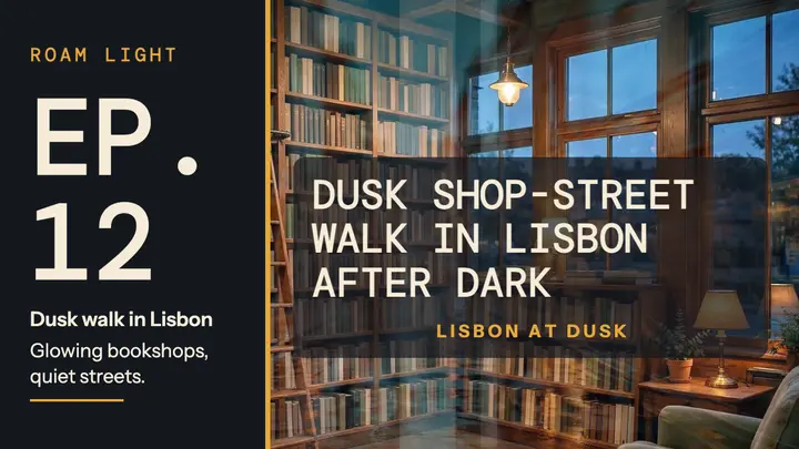 Dusk shop-street walk in Lisbon thumbnail template