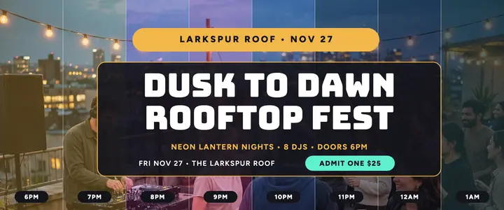 Neon Lantern Nights rooftop festival ticket: festival ticket template