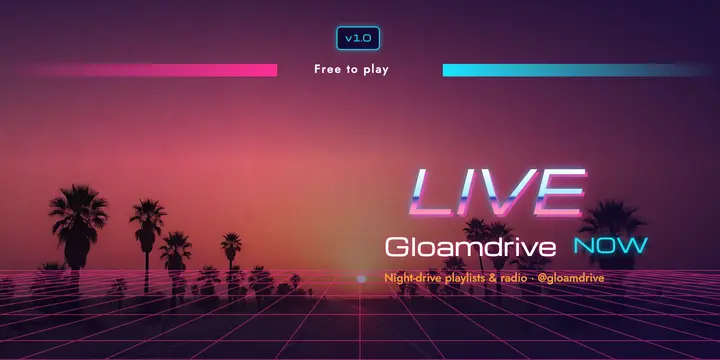 Gloamdrive night-drive app launch synthwave post: app launch social post template