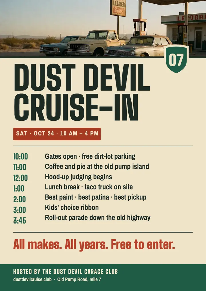 Dust Devil cruise-in flyer template