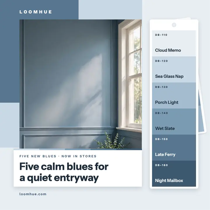 Dusty blue paint chip launch post template