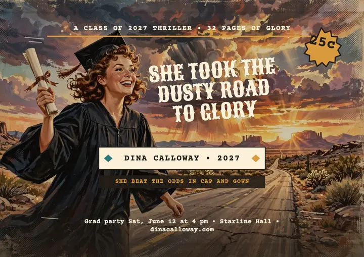 Dusty road grad pulp announcement: graduation announcement template