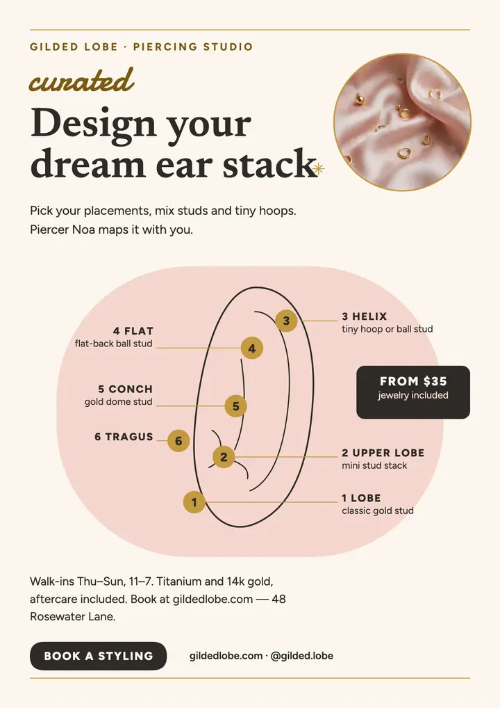 Gilded Lobe ear stack chart flyer template