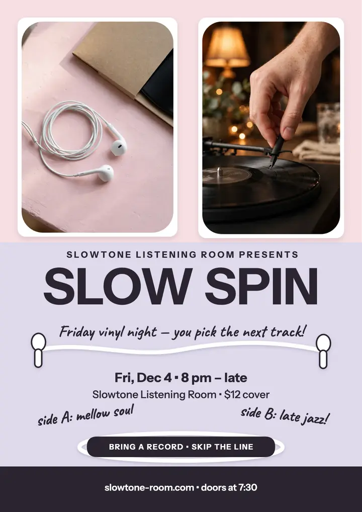 Slow Spin vinyl night flyer template