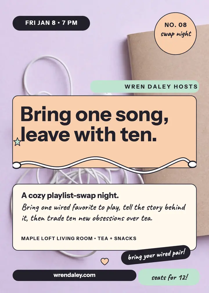 Earbud Exchange playlist swap night template