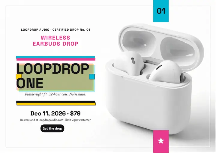 Loopdrop One earbuds drop certificate: earbuds drop certificate template