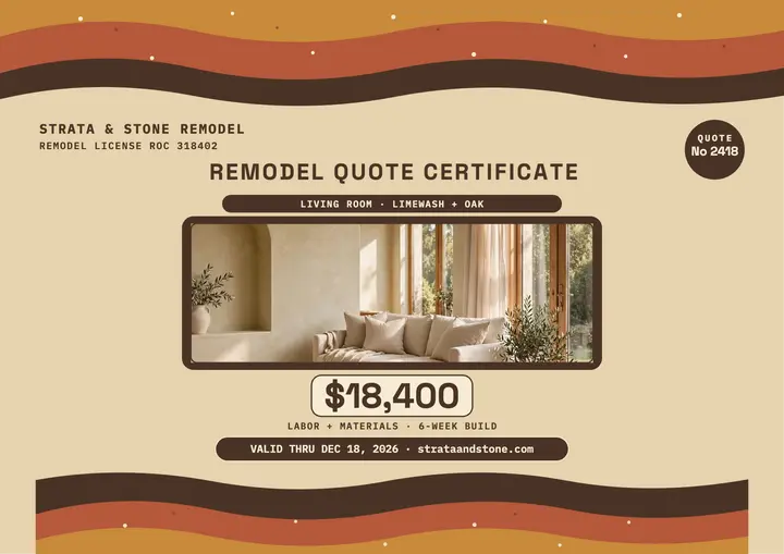 Strata remodel quote certificate template