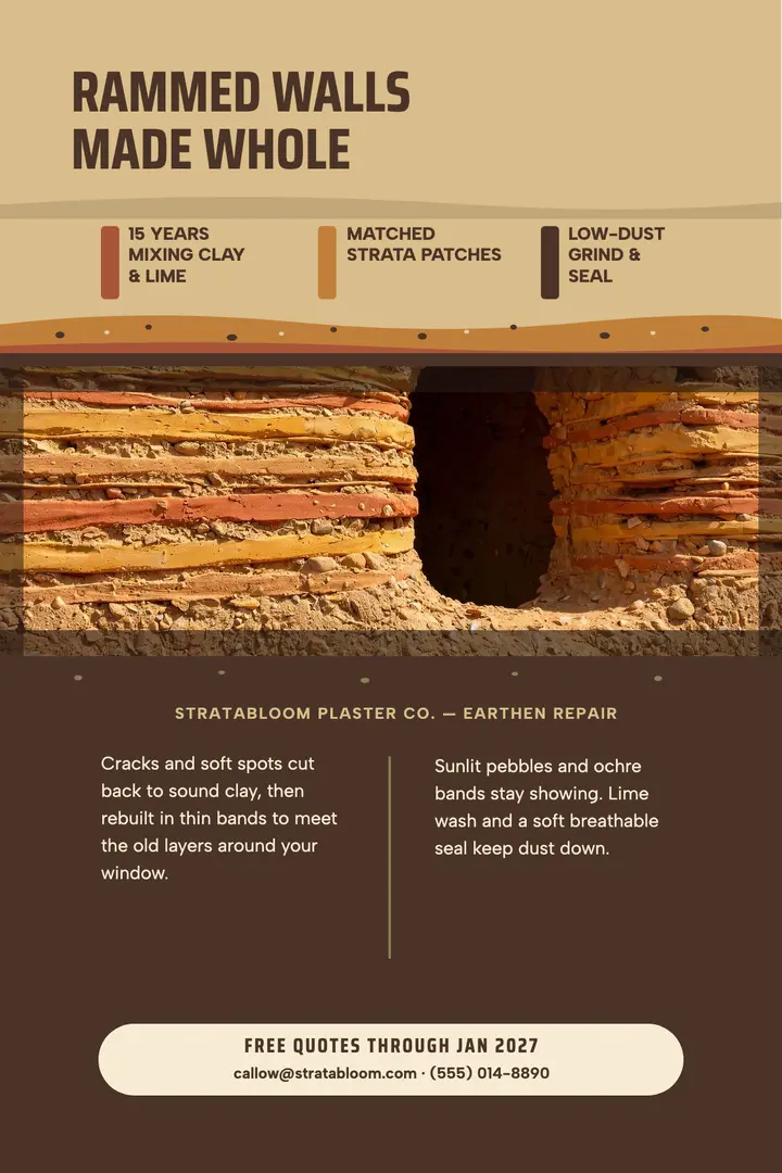 Stratabloom earthen plaster repair poster: plaster repair poster template